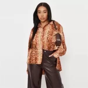 Image of Missguided Plus Size Snake Print Dip Hem Shirt - Multi