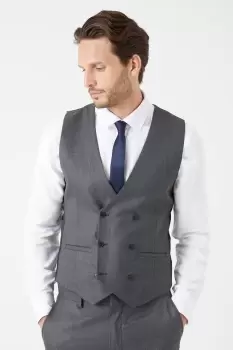 Image of Mens Slim Fit Charcoal Wide Self Stripe Waistcoat