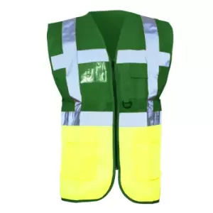 Image of Yoko Hi-Vis Premium Executive/Manager Waistcoat / Jacket (Pack of 2) (L) (Green/Hi Vis Yellow)