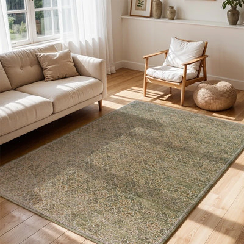 Image of Galey Alix X Livabliss Vintage Oriental Boho Brown/olive Myrtle Avenue Ii Area Rug 200 X 275cm - Ideal For Living Room