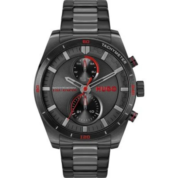 Image of HUGO 1530371 Mens #Fast (44mm) Blue Dial / Blue Leather Watch