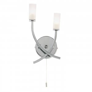 Image of 2 Light Indoor Wall Light Chrome with Acid Etched Glass, G9