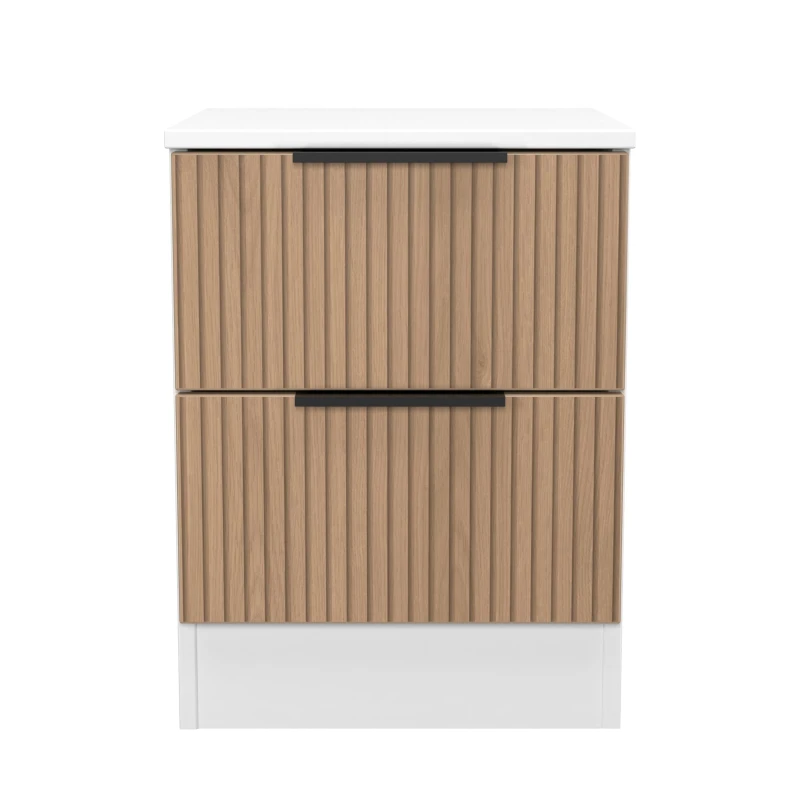 Image of Welcome Furniture Ready Assembled Java 2 Drawer Bedside Cabinet, White JAV005SEWM
