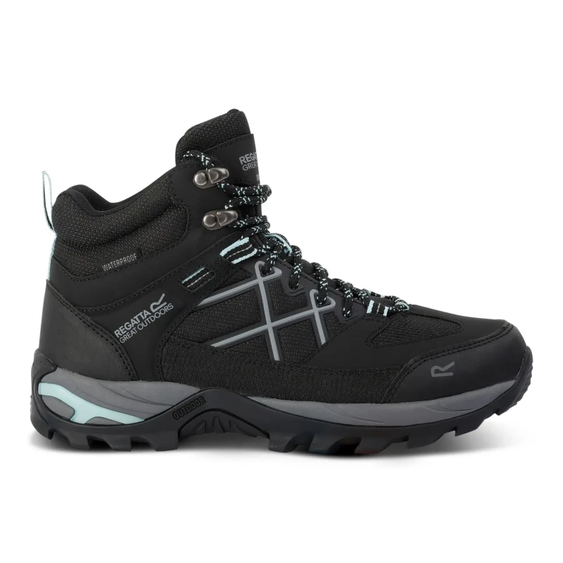 Image of Regatta Womens Samaris III Walking Boots UK Size 3 (EU 36) Black/Bleached Aqua RWF834-UV8-3
