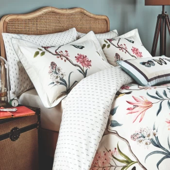 Image of Sanderson Pink Cotton Percale 200 Thread Count 'Clementine' Duvet Cover Set - Double
