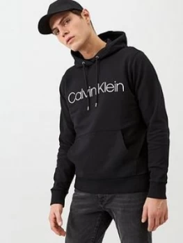 Image of Calvin Klein Logo Hoodie - Black, Size XL, Men