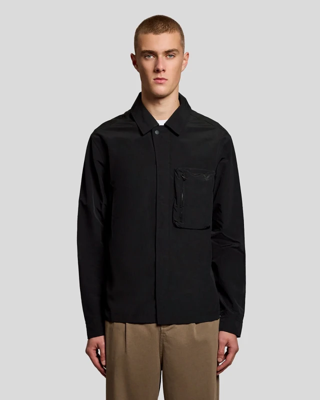 Image of Lyle & Scott Light overshirt Lyle & Scott Ripstop Noir Male XL