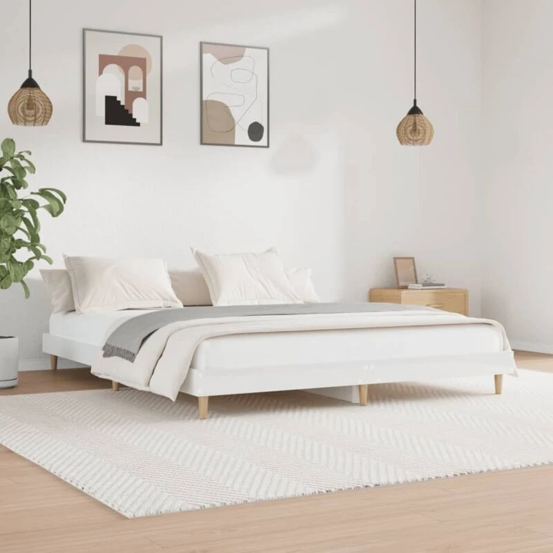 Image of VIDAXL Bed Frame without Mattress High Gloss White 200x200cm Vidaxl 8720845794927