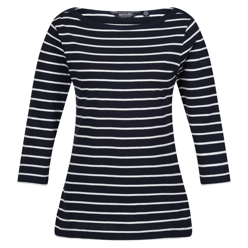 Image of Regatta Womens Bayletta Cotton Blend Lightweight T Shirt 16 - Bust 40' (102cm) Navy/White RWT294-1SF-16