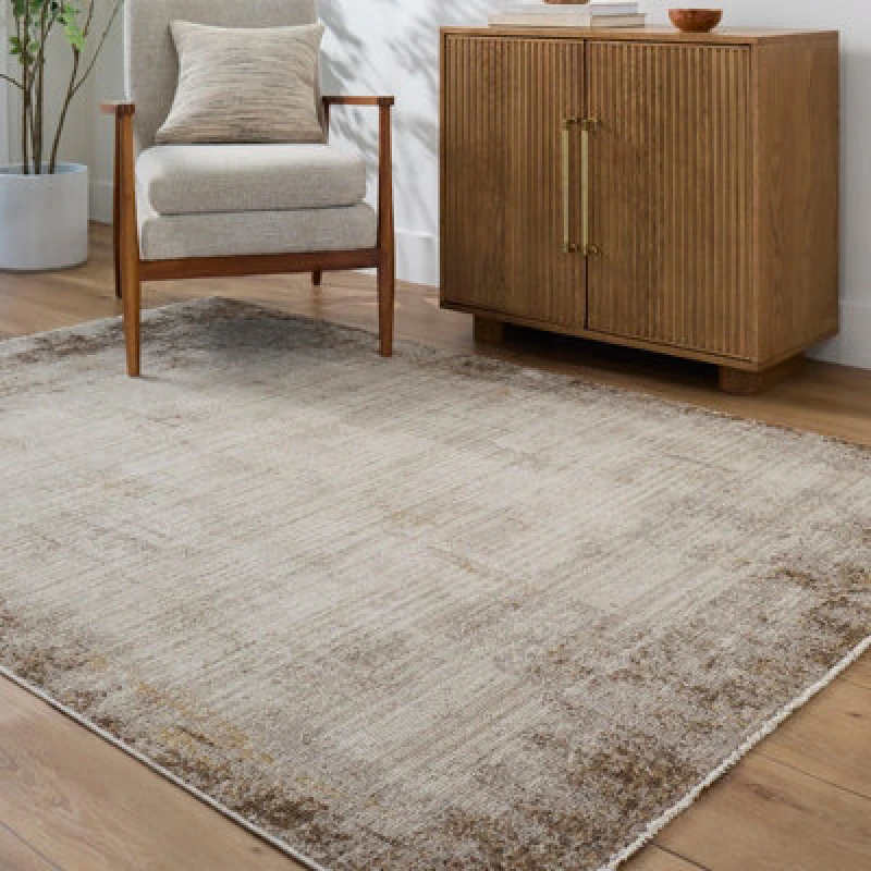 Image of Galey Alix X Livabliss Abstract Modern Marble Brown/cream Myrtle Avenue Iv Area Rug 200 X 275cm - Ideal For Living Room