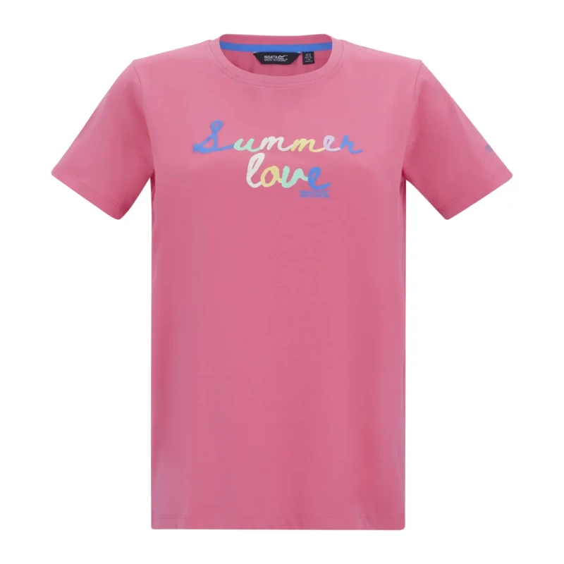 Image of Regatta Womens Filandra IX Short Sleeved Graphic T-Shirt in Bright Pink Size: 10 Bright Pink Female 10
