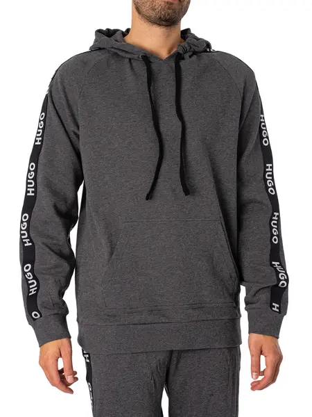 Image of HUGO Lounge Sporty Logo Pullover Hoodie Open Grey S