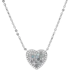 Image of Ladies Fossil Elliott Blue Mother-of-Pearl Hearts Station Necklace