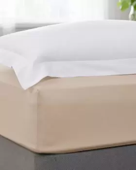 Image of Cotton Traders 200 Thread Count Percale Fitted Sheet in Beige