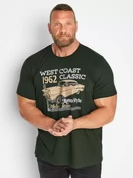 Image of BadRhino West Coast Classic Car T-Shirt - Forest Green, Size 4XL, Men
