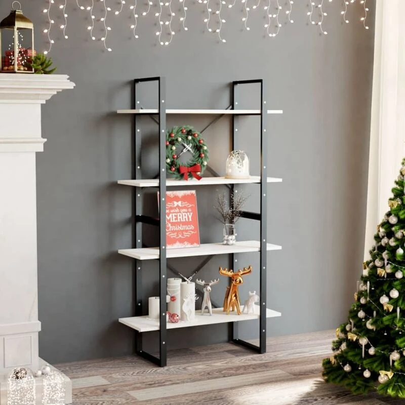 Image of VIDAXL 4-Tier Book Cabinet White 80x30x140cm Solid Pine Wood Vidaxl 8720286567531
