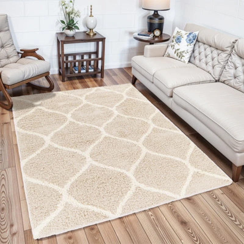 Image of Livabliss Shaggy Cottage Plush Pile Beige Judy Area Rug 160 X 220 Cm - Easy Care, Non Shedding, Ideal For Living Room & Bedroom