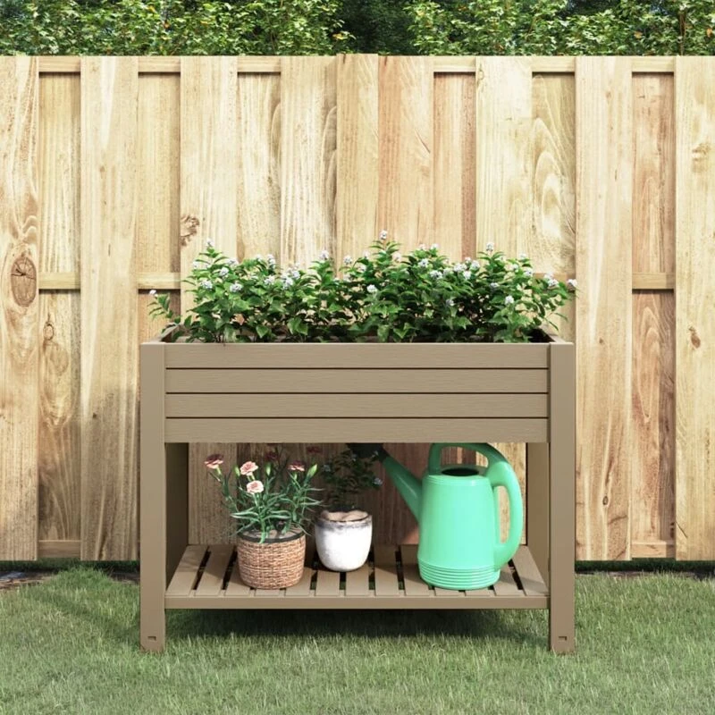 Image of vidaXL Garden Raised Bed Light Brown 110x45x79cm PP, Brown 364176