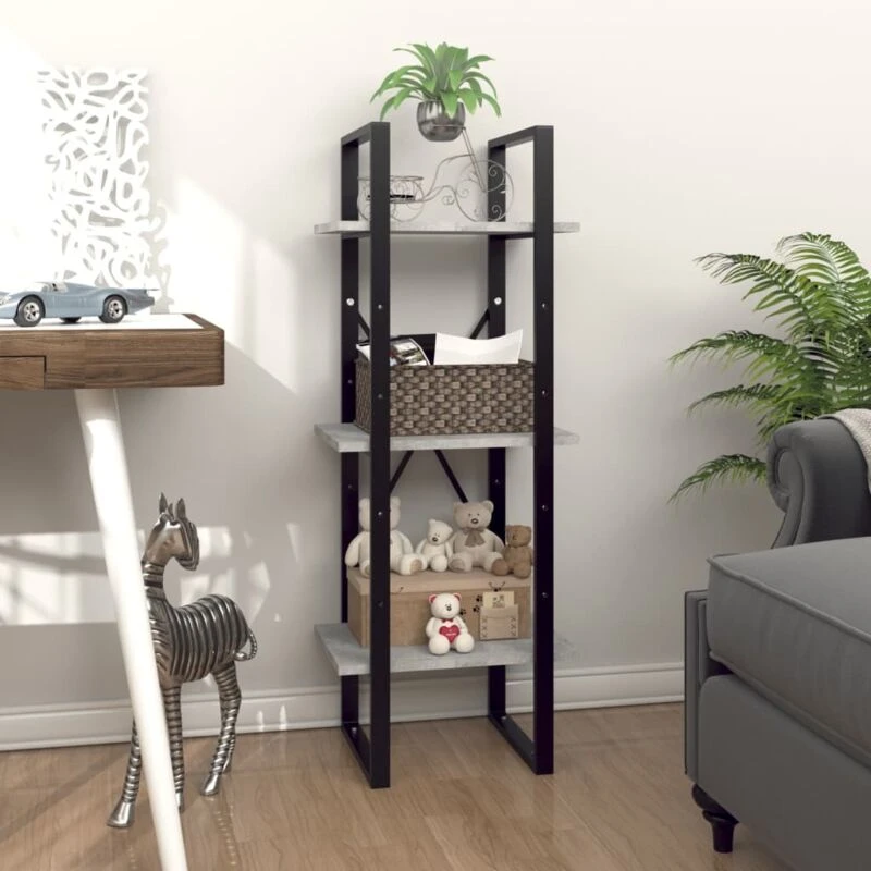 Image of VIDAXL Vidaxl - 3-Tier Book Cabinet Concrete Grey 40x30x105cm Engineered Wood 8720286567814