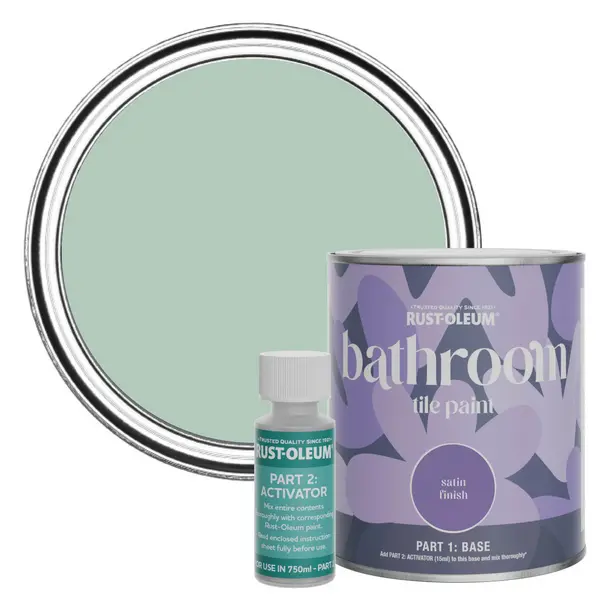Image of Rust-Oleum Bathroom Tile Paint, Satin Finish - Leaplish 750ml -