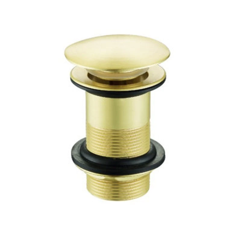 Image of Nes Home Brushed Brass Push Button Unslotted Basin Waste Sprung Gold