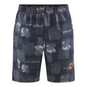 Image of Craft Mens Core Charge Marble Effect Loose Fit Shorts (XL) (Black/Granite)