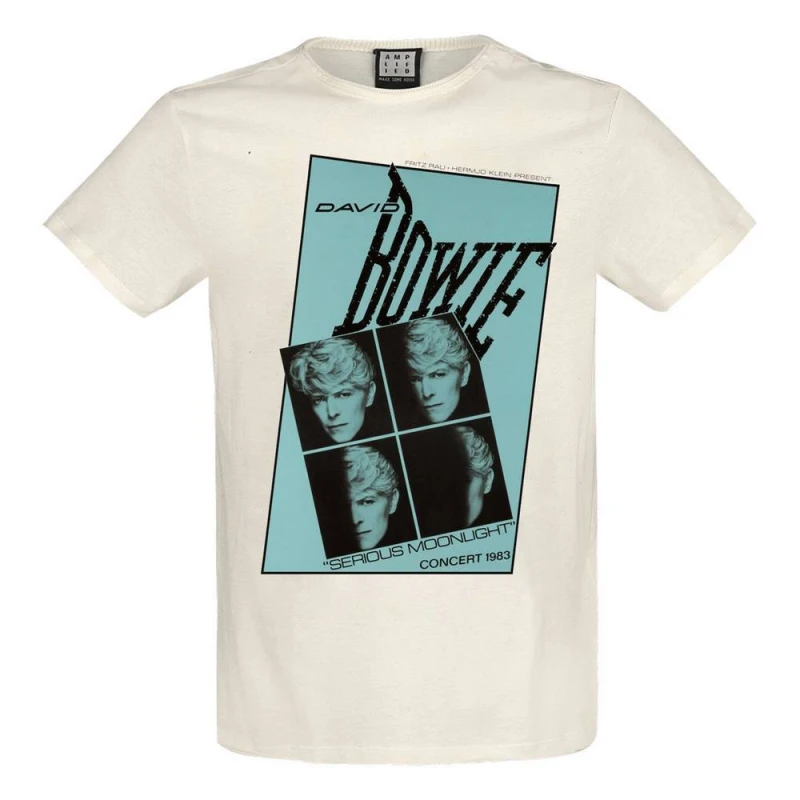Image of Amplified Amplified Men Serious Moonlight Quad David Bowie T-Shirt in White Size: 3X-Large White XXXL Male 5063806648611