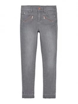 Image of Mintie by Mint Velvet Girls Let Down Hem Skinny Jeans - Grey, Size Age: 5-6 Years, Women