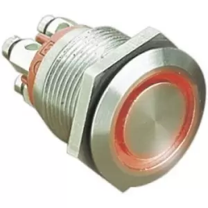 Image of Bulgin MPI002/TERM/RD Tamper-proof pushbutton 24 V DC 0.05 A 1 x Off/(On) momentary Red (Ø x L) 22mm x 31mm IP66