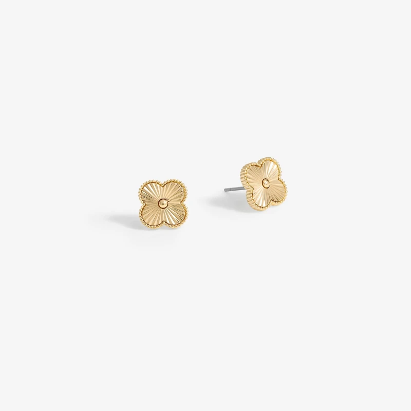 Image of Jon Richard Gold Plated Diamond Cut Stud Earrings Gold