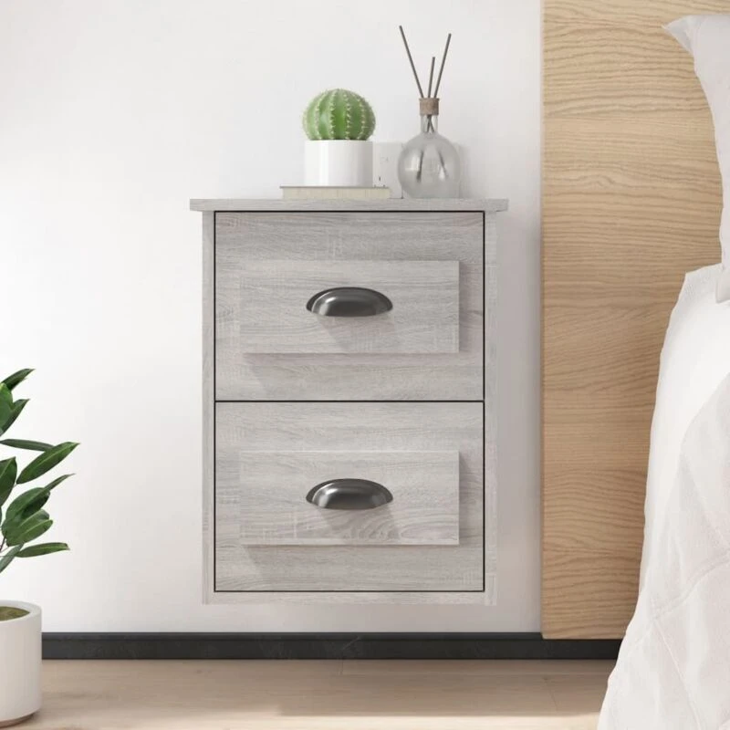 Image of VIDAXL Wall-mounted Bedside Cabinets 2 pcs Grey Sonoma 41.5x36x53cm Vidaxl 8720845792954