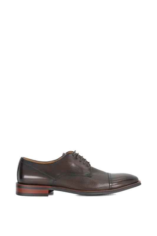 Image of Dune London Dune London Men 'Stones' Leather Derbies in Dark Brown Size: 7 Dark Brown 7 Male 5050808752972