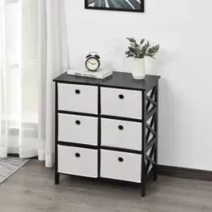 Image of HOMCOM 6-Drawer Storage Unit 3 Tier Organisation Fabric With Metal Handles Black