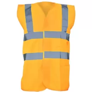 Image of Yoko Unisex Premium Hi-Vis Waistcoat Vest / Jacket (XL) (Hi Vis Orange) - Hi Vis Orange