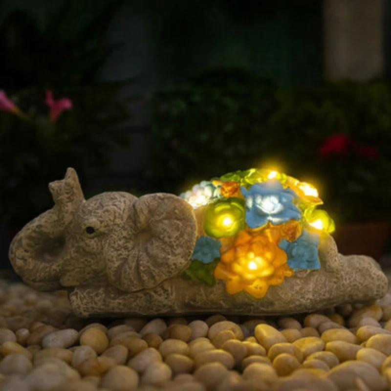 Image of ILFD Group Ltd Solar Elephant Garden Ornament 23Cm / 9"