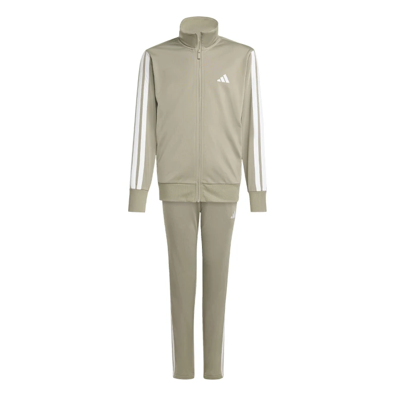 Image of adidas Essentials 3-Stripes Zip Tracksuit Pebble/White female 13 Years