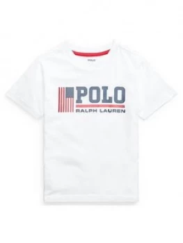 Image of Ralph Lauren Boys Short Sleeve Polo Colour Block T-Shirt - White, Size 8 Years, S