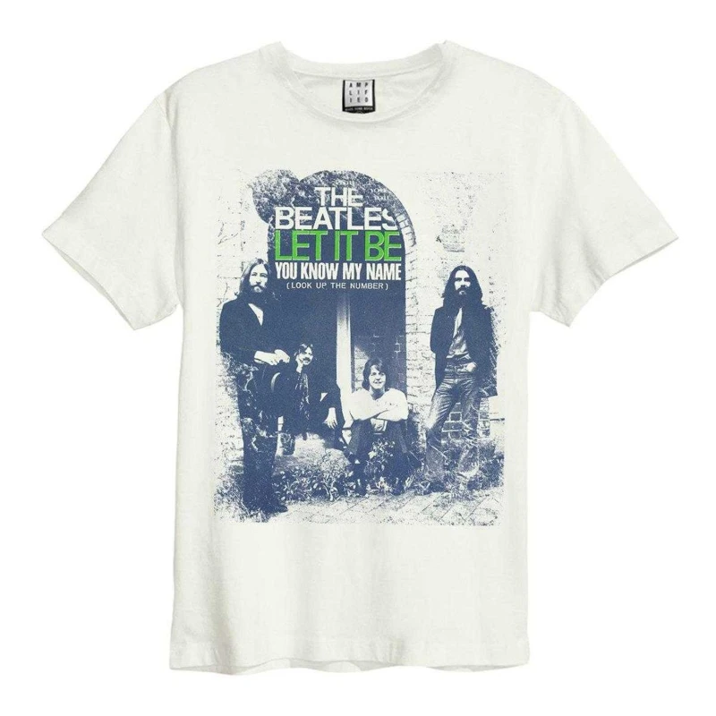 Image of Amplified Amplified Men You Know My Name The Beatles Vintage T-Shirt in White Size: 3X-Large White XXXL Male 5063806648420
