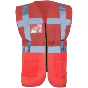 Image of Yoko Hi-Vis Premium Executive/Manager Waistcoat / Jacket (Pack of 2) (3XL) (Red) - Red