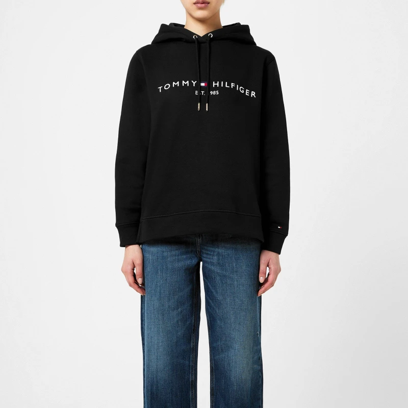 Image of Tommy Hilfiger Heritage Cotton-Blend Jersey Hoodie - M Black Hoodies and Sweatshirts female WW0WW31998BDS M