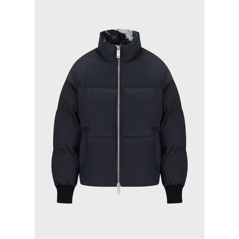 Image of Emporio Armani Mens Insulated Quilted Short Puffer Jacket Ice Sea male M
