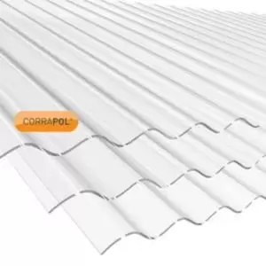 Image of Corrapol Clear Polycarbonate Corrugated Roofing Sheet (L)3.05M (W)840mm (T)1mm