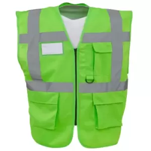 Image of Yoko Hi-Vis Premium Executive/Manager Waistcoat / Jacket (Pack of 2) (3XL) (Lime)