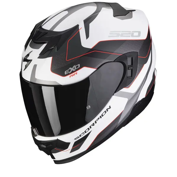 Image of Scorpion Exo-520 Evo Air Elan Matt White-Silver-Red Full Face Helmet Size XS