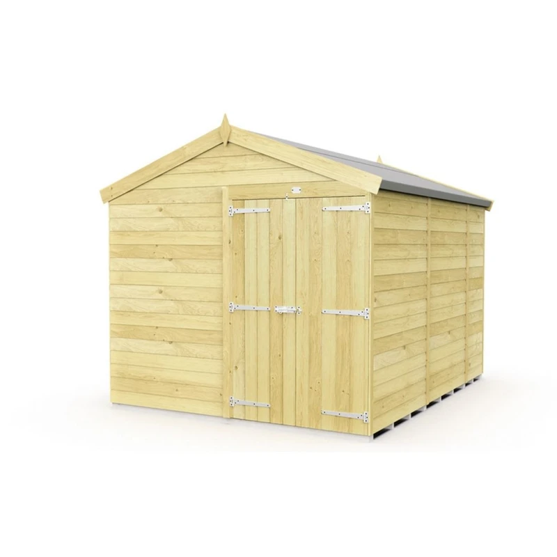 Image of Buttercup Farm 8 x 9 Feet Apex Shed - Double Door W/O Windows - L272 x W231 x H217cm in Brown Brown Unisex