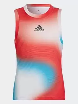 Image of adidas Melbourne Tennis Match Tank Top, White/Multi, Size 5-6 Years