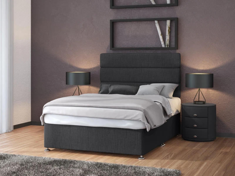 Image of Bedmaster Bedmaster Super Ortho Orthopaedic Linen 2 Drawer Divan Set And Headboard in Charcoal Size: King Charcoal King Unisex 9509983523915