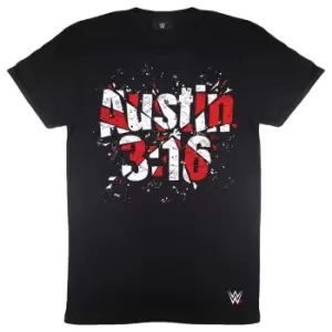 Image of WWE Womens/Ladies 3:16 Stone Cold Steve Austin Shattered Logo Boyfriend T-Shirt (M) (Black/Red/White)