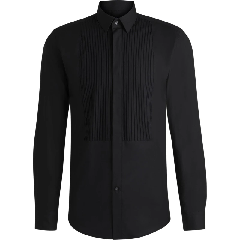 Image of Boss Mens HHANKParty5 Long Sleeve Patterned Tailored Shirt Black 001 male 15 inch