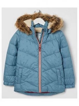 Image of Fatface Girls Elsie Spot Print Coat - Blue